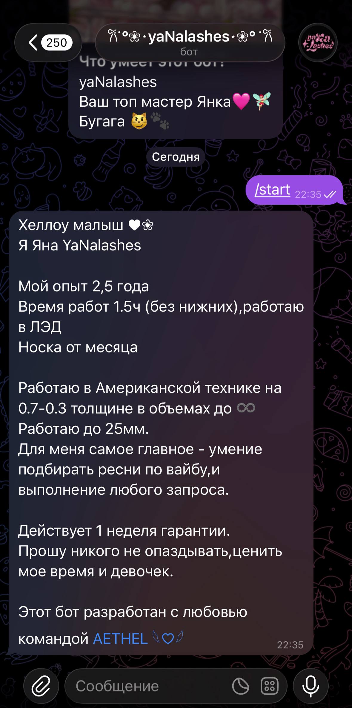yaNalashes Telegram booking bot